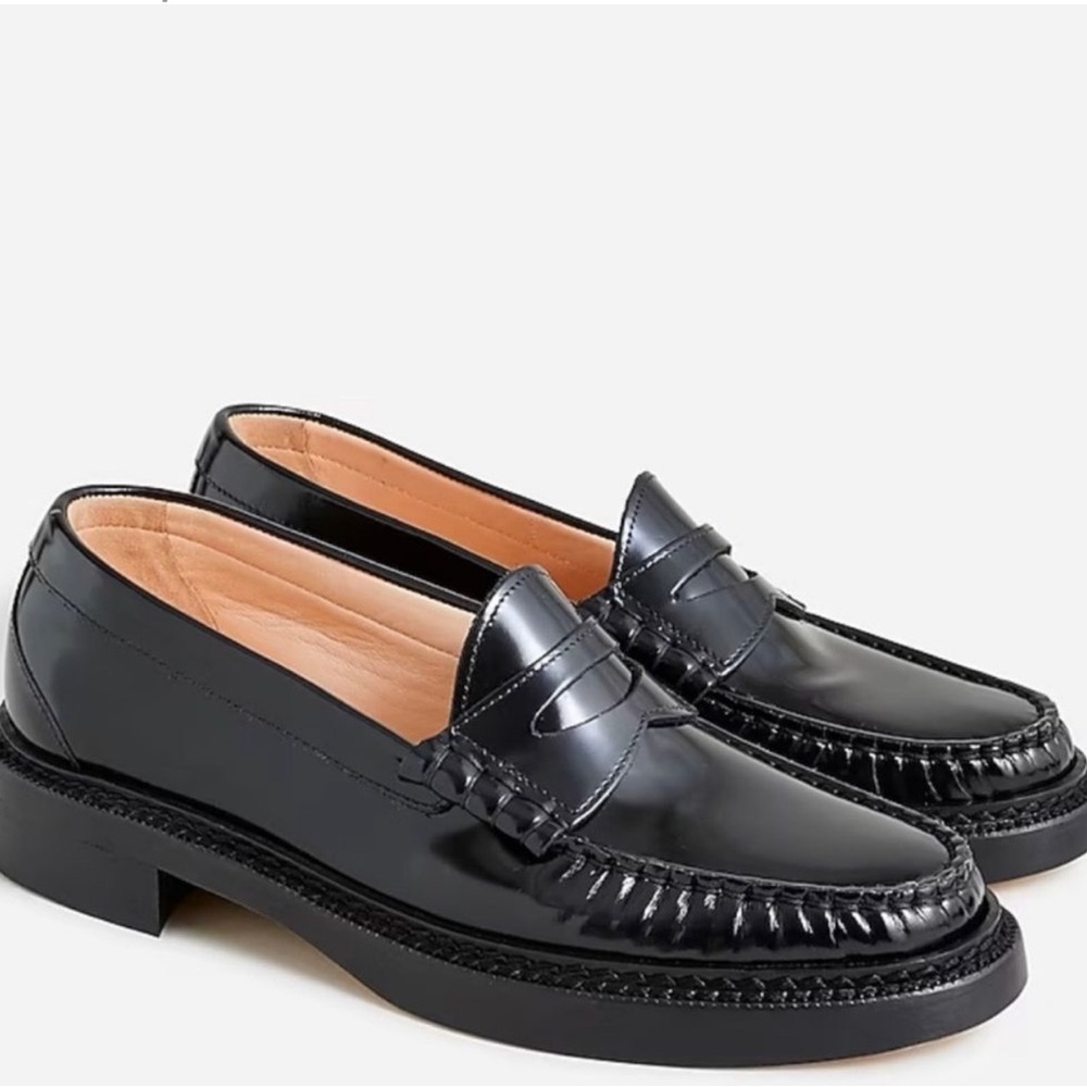 J. Crew Rowan Penny Loafer Black Patent Leather 10